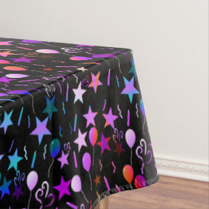 Colourful Balloons & Stars Party Table Cloth