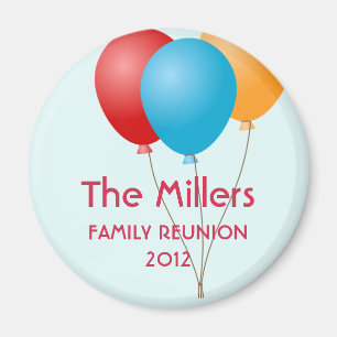 Colourful balloons summer family reunion custom magnet