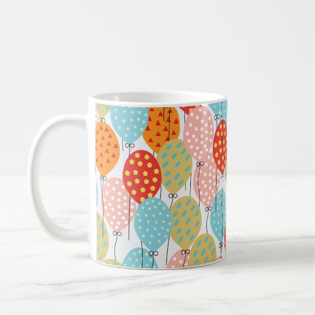 Colourful Balloons Variety Seamless Pattern Coffee Mug (Left)