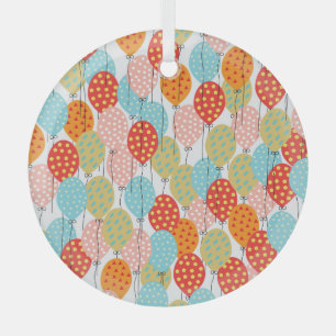 Colourful Balloons Variety Seamless Pattern Glass Ornament