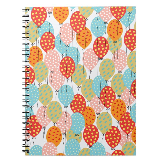 Colourful Balloons Variety Seamless Pattern Notebook (Front)