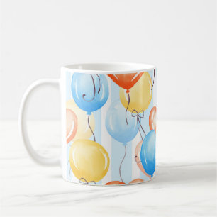 Colourful balloons: watercolor seamless pattern. coffee mug