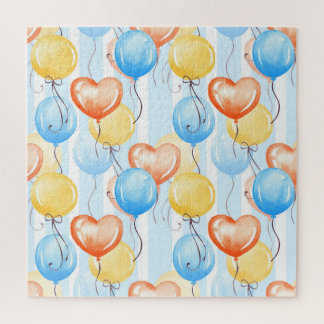 Colourful balloons: watercolor seamless pattern. jigsaw puzzle