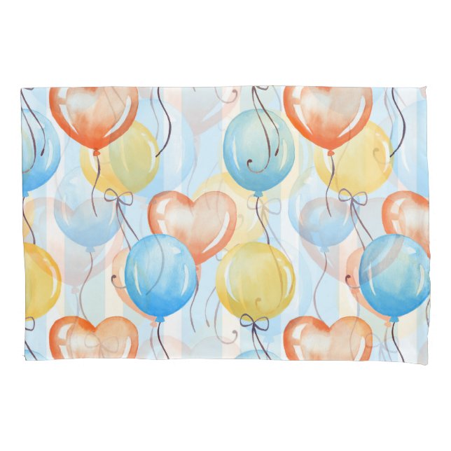 Colourful balloons: watercolor seamless pattern. pillowcase (Front)