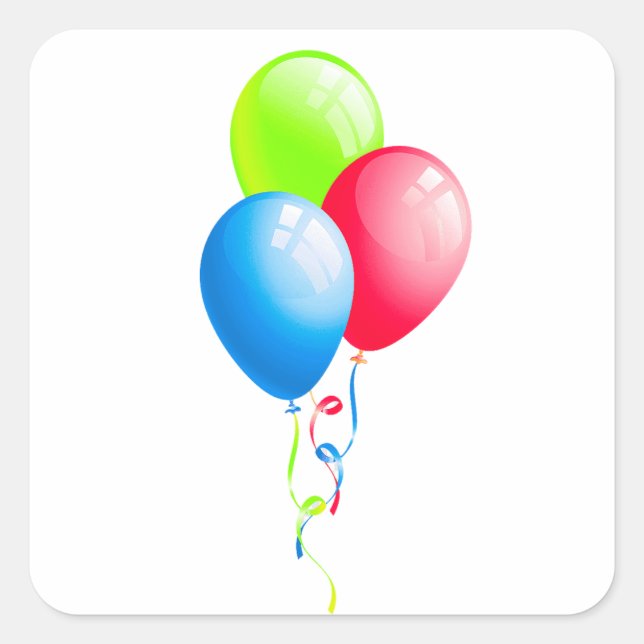 Colourful Balloons With Ribbons Square Sticker (Front)