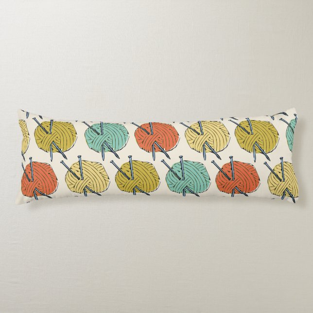 Colourful Balls of Yarn Wool Pattern Body Pillow (Front)