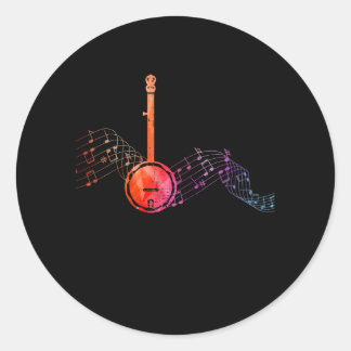 Colourful Banjo on Music sheet for Banjo Classic Round Sticker
