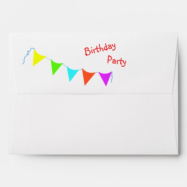 Colourful Banner Children’s Birthday Party Envelope (Back (Top Flap))