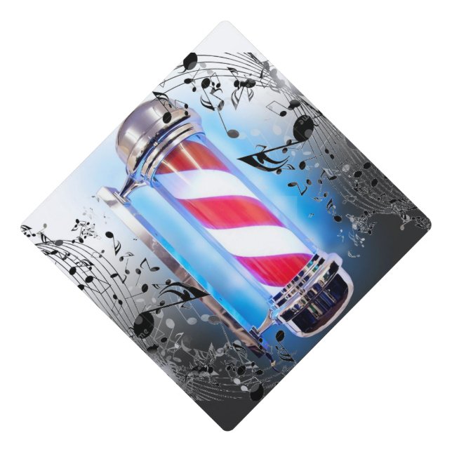 Colourful  Barber  Pole , Music  Notes Graduation Cap Topper (Front)