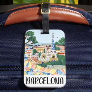 Colourful Barcelona Spain City View Luggage Tag