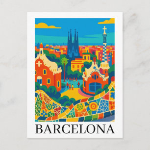 Colourful Barcelona Spain Travel Sagrada Familia Postcard