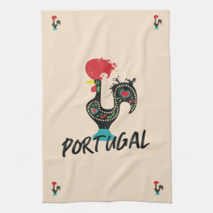 Colourful Barcelos Rooster, Portuguese Symbol Deco Kitchen Towel
