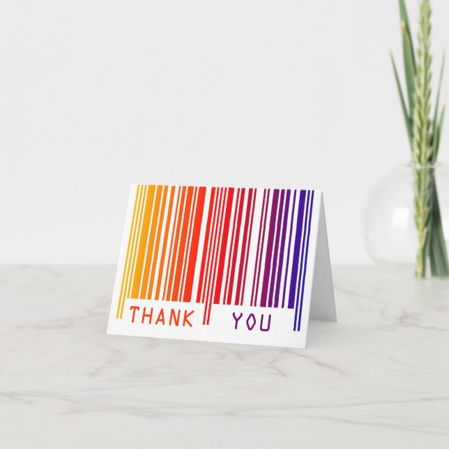 Colourful Barcode Thank You Note Card (Front)