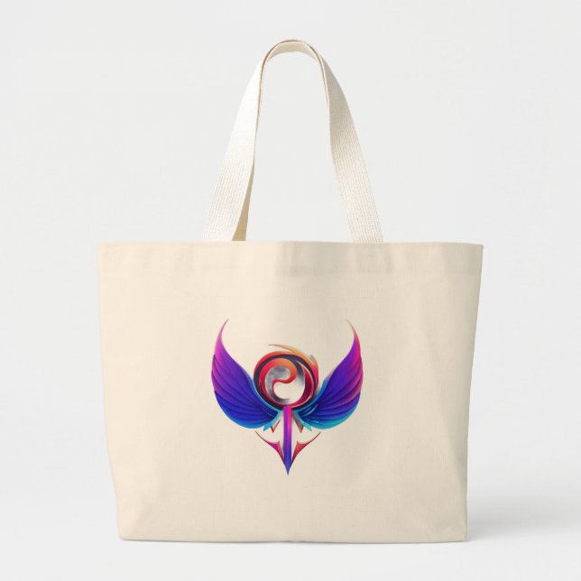 Colourful "Barely There" Full-Text Design tato bac Large Tote Bag (Front)