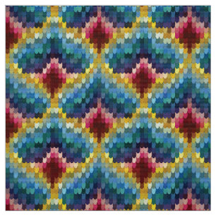 Colourful Bargello Embroidery Boho Chic Pattern Fabric