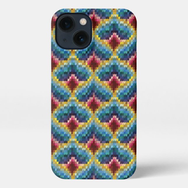 Colourful Bargello Embroidery Boho Chic Pattern  iPhone Case (Back)