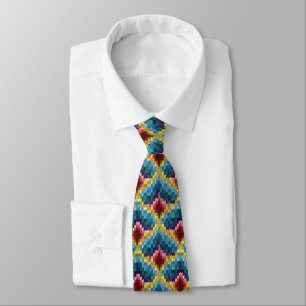 Colourful Bargello Embroidery Boho Chic Pattern Tie