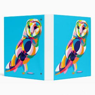 Colourful Barn Owl Artwork Modern Design Binder