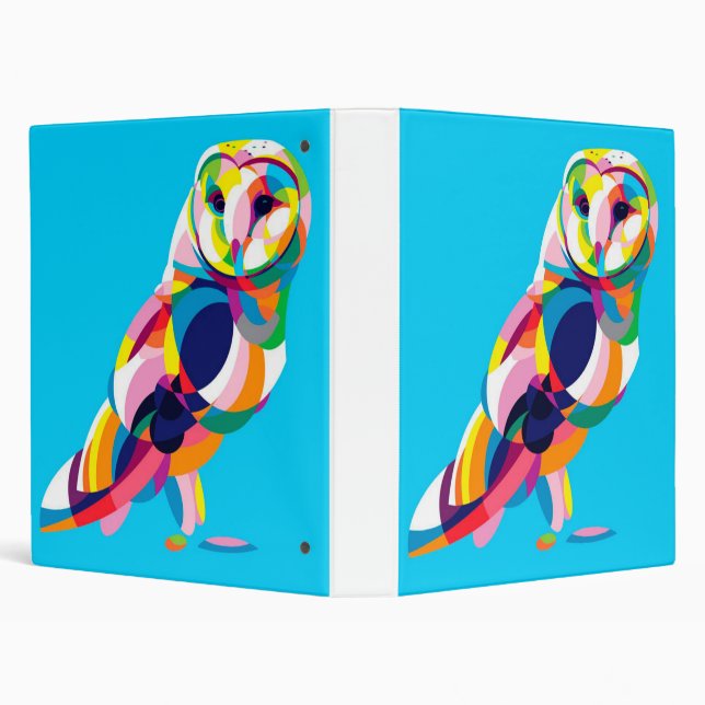 Colourful Barn Owl Artwork | Modern Design Binder (Background)