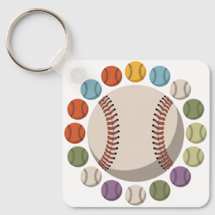 Colourful Baseball Circle Keychain