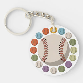  Colourful Baseball Circle Keychain