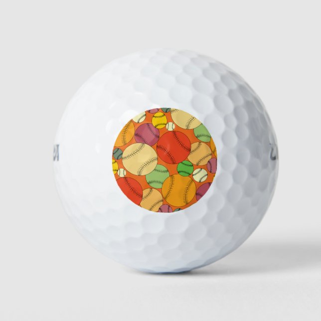 Colourful Baseballs Pattern Golf Balls (Front)