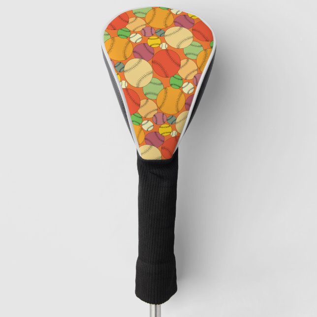 Colourful Baseballs Pattern Golf Head Cover (Front)