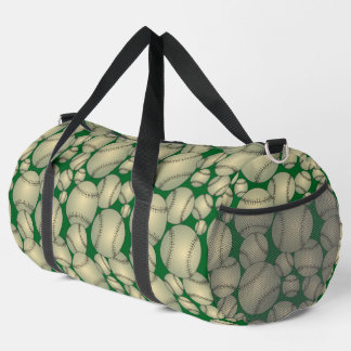 Colourful Baseballs Pattern Green Duffle Bag