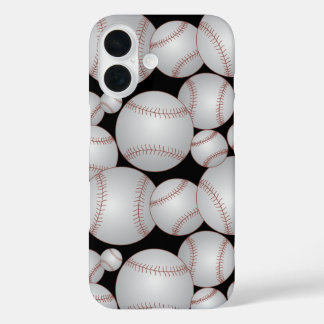 Colourful Baseballs Pattern Grey iPhone 16 Case