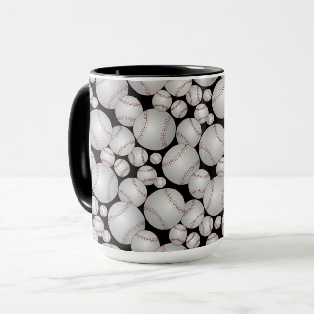 Colourful Baseballs Pattern Grey Mug (Front Left)