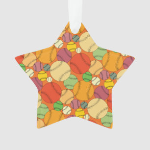 Colourful Baseballs Pattern Ornament