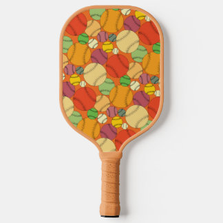 Colourful Baseballs Pattern Pickleball Paddle