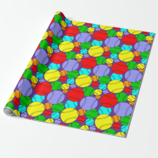 Colourful Baseballs Pattern Wrapping Paper