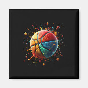 Colourful Basketball Ball Basketball Player  Magnet
