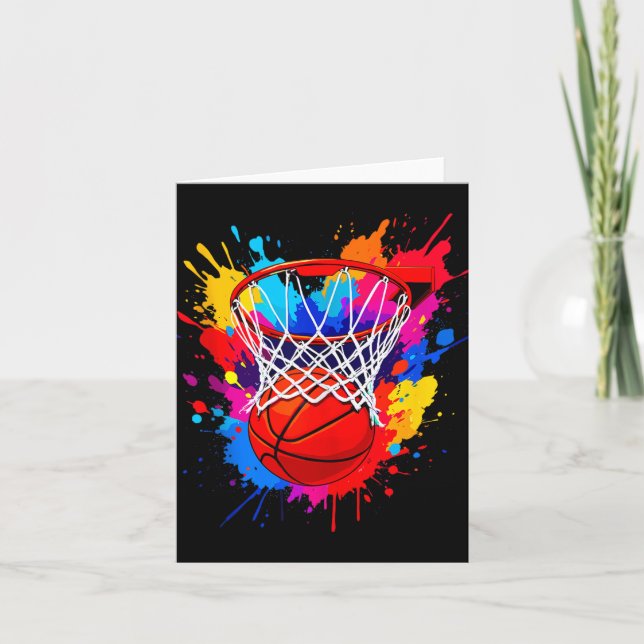 Colourful Basketball Colour Splaie Dye Hoop Net Gr Card (Front)