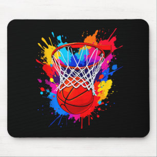 Colourful Basketball Colour Splaie Dye Hoop Net Gr Mouse Pad