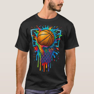 Colourful Basketball Colour Splash Hoop Net Slam D T-Shirt