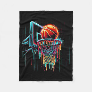 Colourful Basketball Dripping Colour Splash Hoop N Fleece Blanket