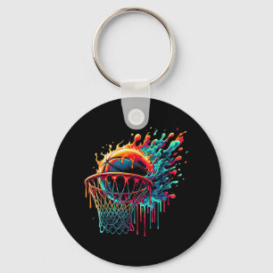 Colourful Basketball Dripping Colour Splash Hoop N Keychain