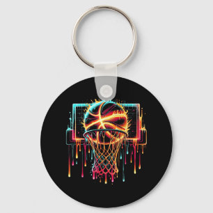 Colourful Basketball Dripping Colour Splash Hoop N Keychain