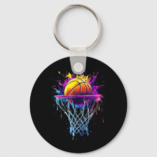 Colourful Basketball Dripping Colour Splash Hoop N Keychain
