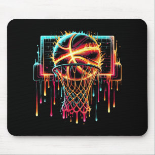 Colourful Basketball Dripping Colour Splash Hoop N Mouse Pad