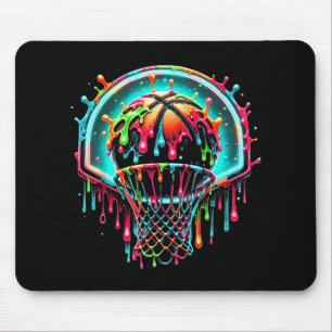 Colourful Basketball Dripping Colour Splash Hoop N Mouse Pad