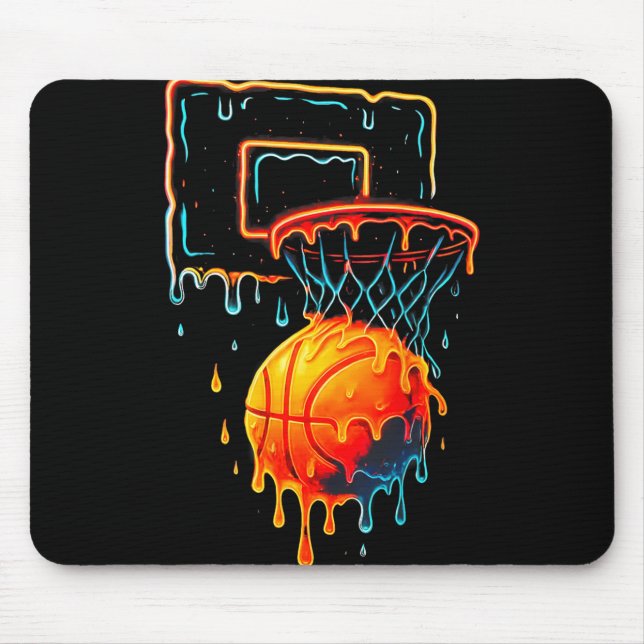 Colourful Basketball Dripping Colour Splash Hoop N Mouse Pad (Front)