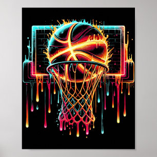 Colourful Basketball Dripping Colour Splash Hoop N Poster