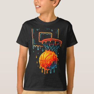 Colourful Basketball Dripping Colour Splash Hoop N T-Shirt