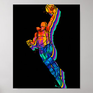 Colourful Basketball Dunk Abstract Sports Art Tank Poster