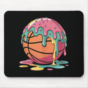 Colourful Basketball Ice Cream Drip Melting Ice Cr Mouse Pad