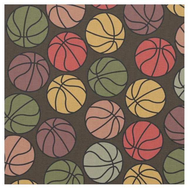 Colourful Basketball Pattern Fabric (Close Up)