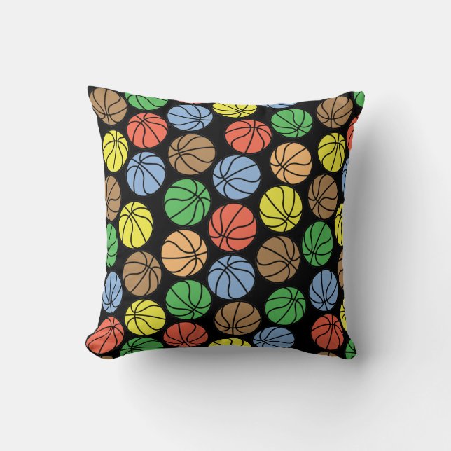 Colourful Basketball Pattern Throw Pillow (Front)